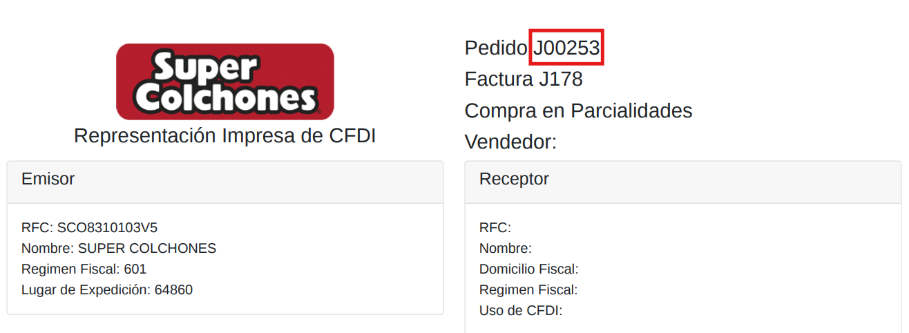 Ejemplo de factura con n�mero resaltado